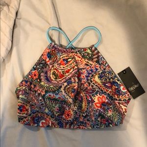 Mossimo colorful high neck bikini top - NWT, Sz. M